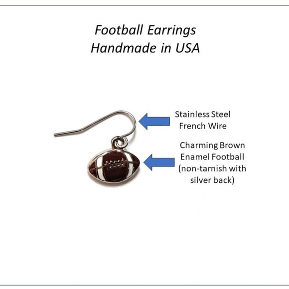 Football Dangle Earrings Womens Girls Sports Jewelry Gifts Handmade USA - Picture 2 of 6